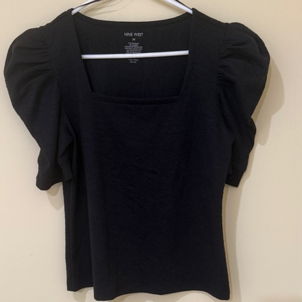 Nine West Women’s Classic casual Blouse | Women’s Puff Sleeve Top Size M Stretch